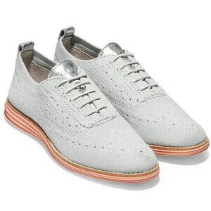 Cole Haan Knit OG Grand Wingtip Oxford Grey Knit Peach Shoes